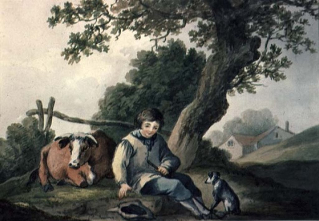 Detail of Landscape with Cow and Boy by Thomas Barker of Bath