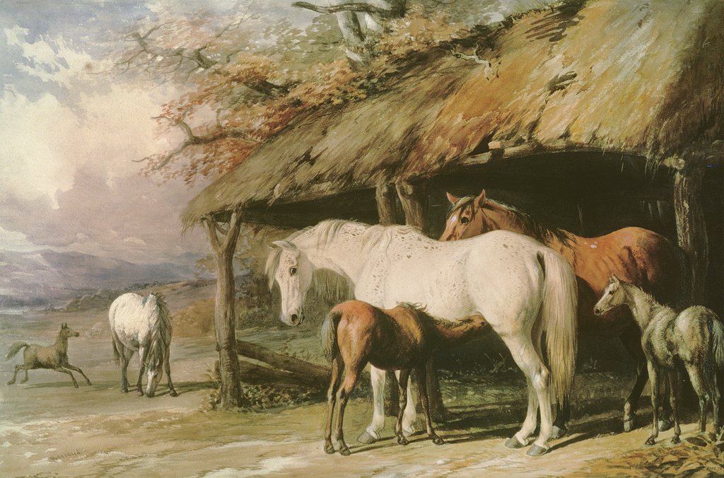 Detail of Mares and Foals, 19th century by William Barraud