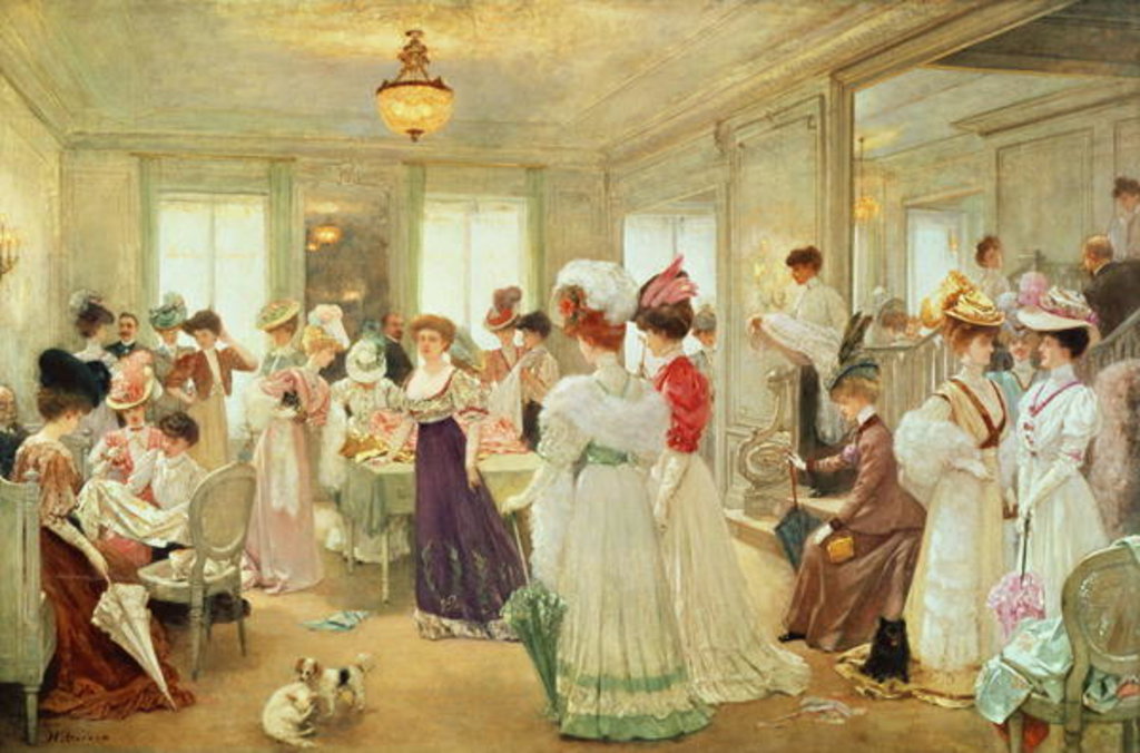 Detail of Cinq Heures chez le Couturier Paquin, 1906 by Henri Gervex