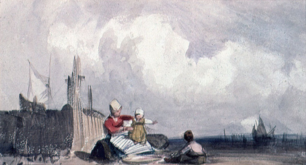Detail of Fisherfolk on the Beach by Richard Parkes (attr. to) Bonington