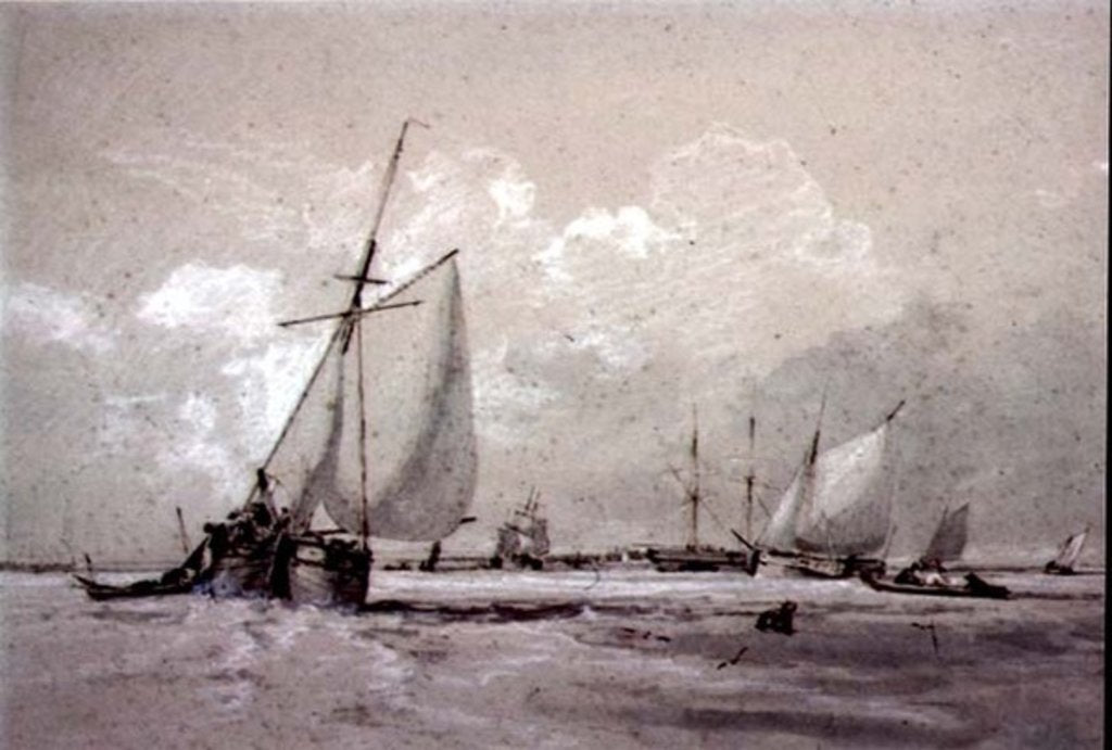 Detail of Fishing Smack Lying to by Augustus Wall Callcott