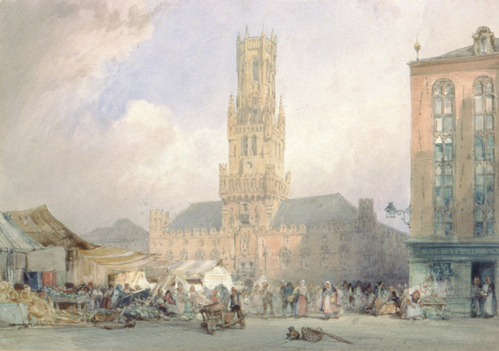 Detail of The Town Hall, Bruges by William Callow