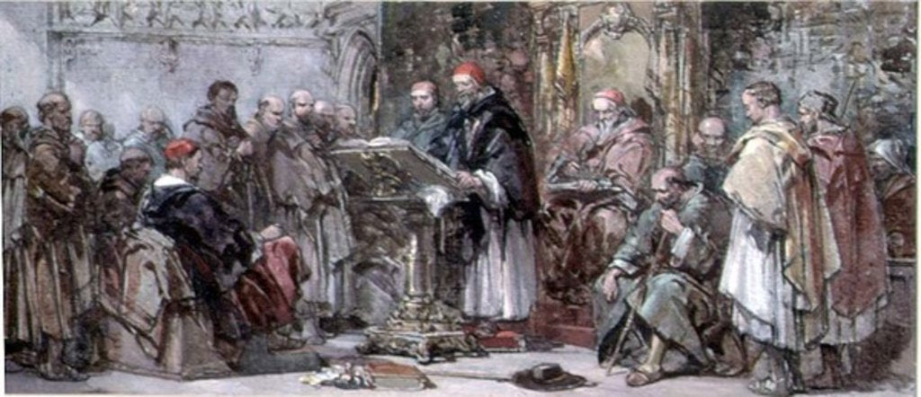 Detail of A Scene of Monastic Life: Preaching in the Church by George Cattermole