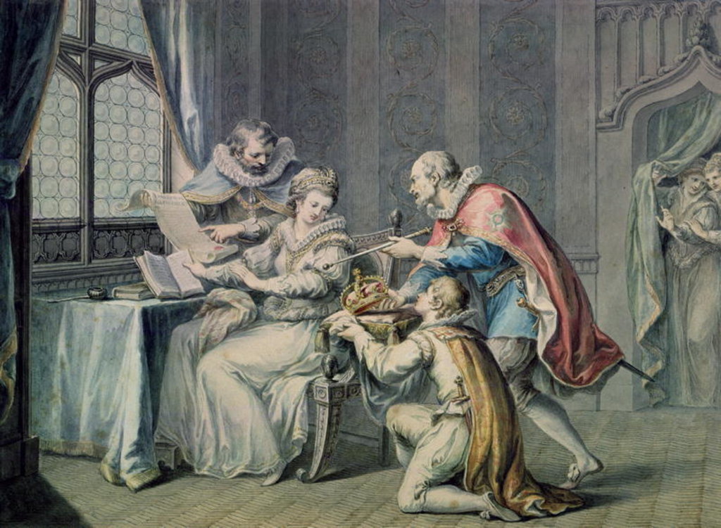 Detail of The Dukes of Northumberland and Suffolk praying Lady Jane Grey to accept the Crown by Giovanni Battista Cipriani