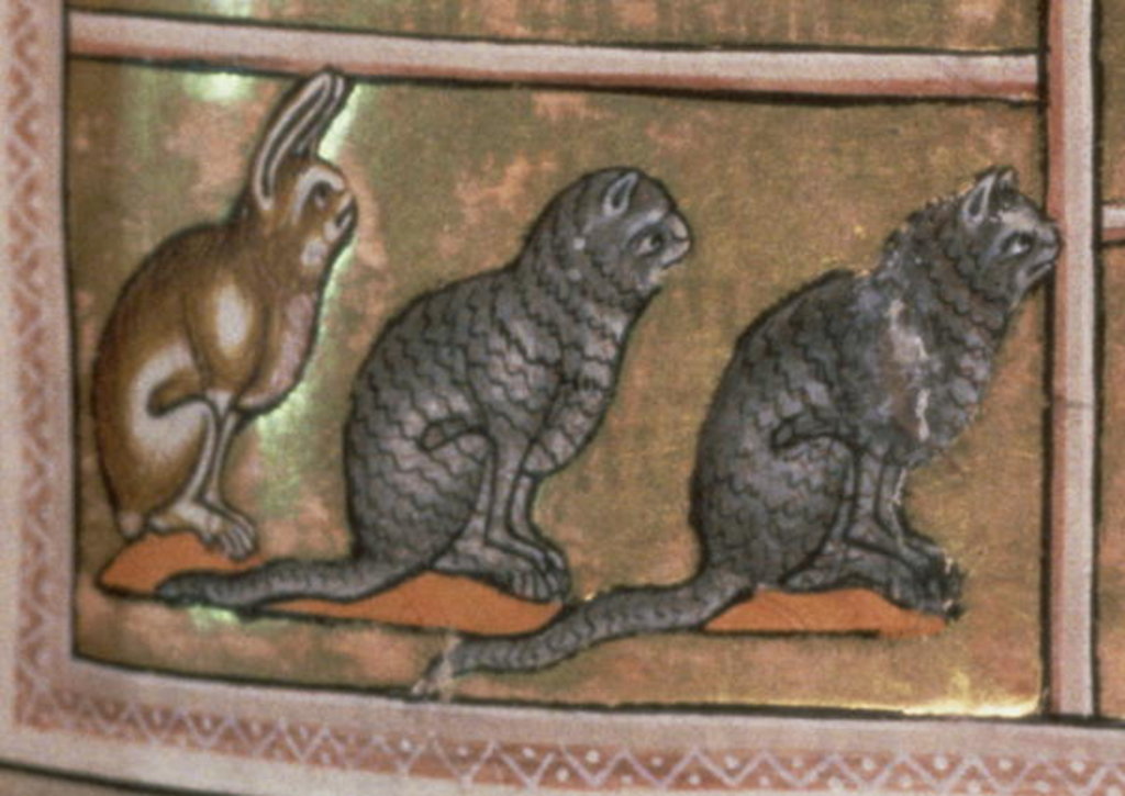 Detail of Ms 24 f.5 Adam naming the animals, of North Midlands origin by English School