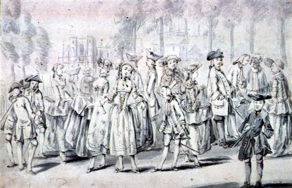 Detail of Promenaders in St.James's Park by John Collet