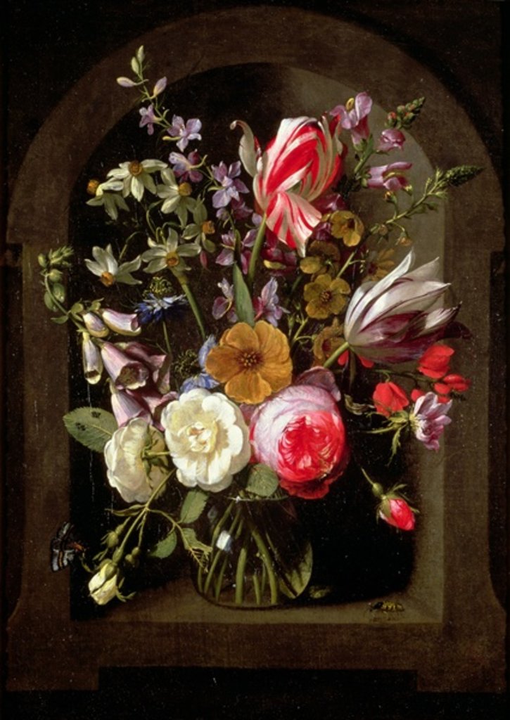 Detail of Roses, Tulips and other Flowers by Johannes Antonius van der Baren