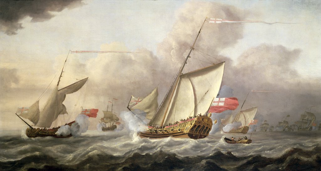 Detail of The Royal Yacht 'Mary' Exchanging Salutes, 18th century by Cornelis van de Velde