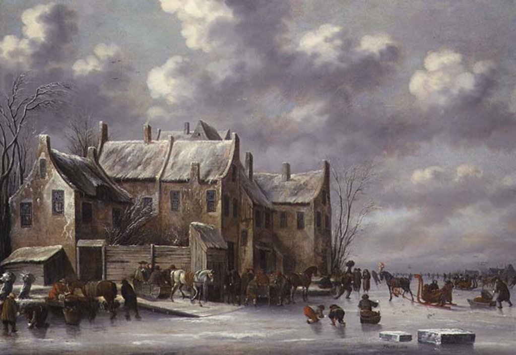 Detail of Winter Scene with View at Medemblik by Thomas Heeremans