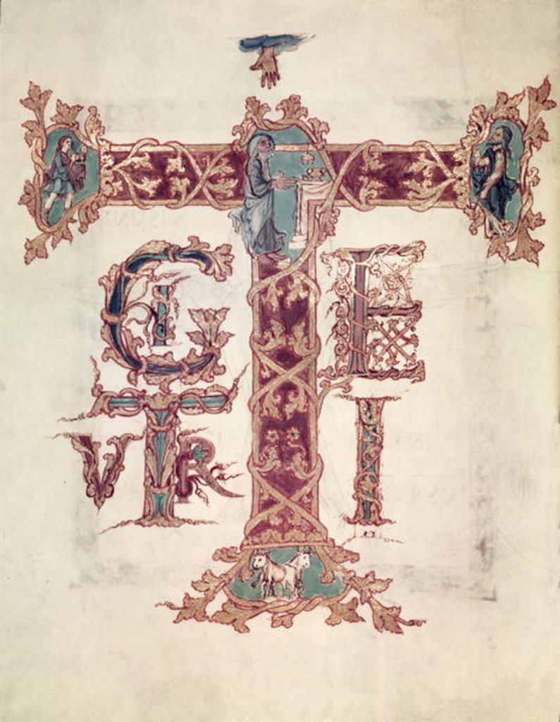 Detail of Col Lat 9428 f.15v Initial 'T'; The Ascension of Christ by French School
