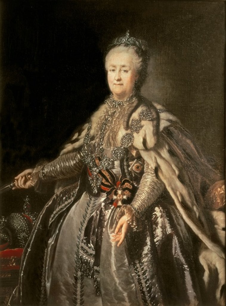 Detail of Catherine the Great, 1793 by Johann Baptist I Lampi