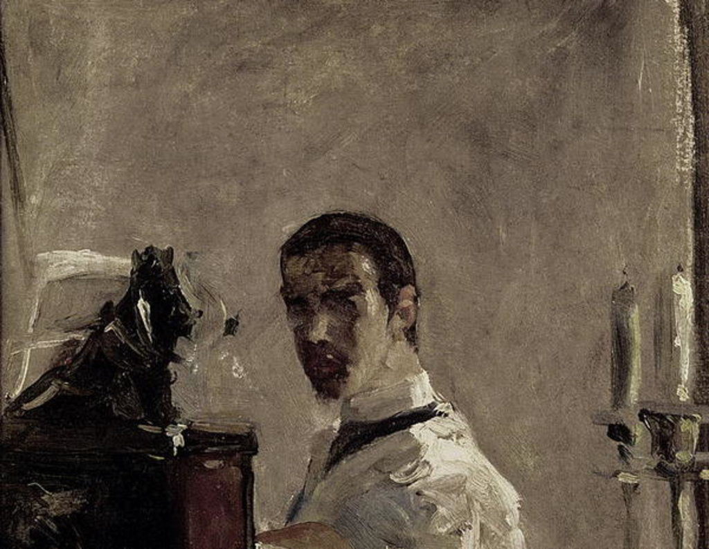Detail of Self Portrait, 1880 by Henri de Toulouse-Lautrec