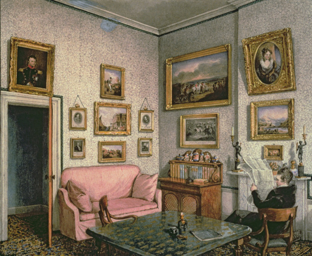 Detail of Col. Norcliffe's study at Langton Hall, c.1837 by Mary Ellen Best