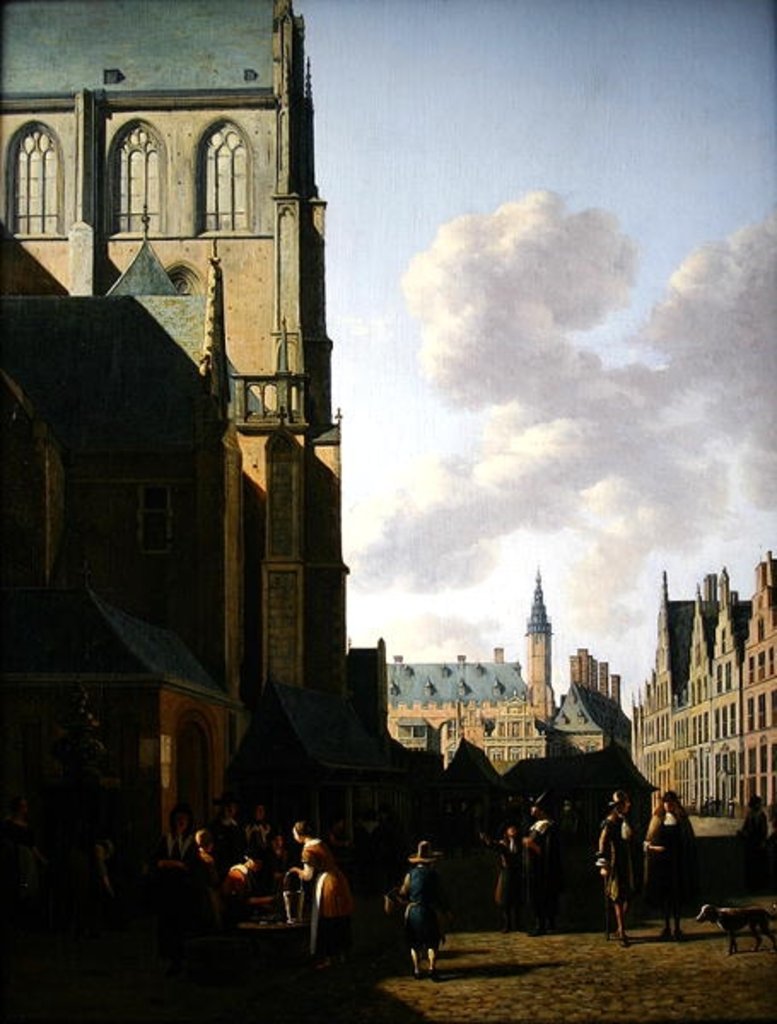 Detail of The Grote Markt, Haarlem, looking west by Gerrit Adriaensz Berckheyde