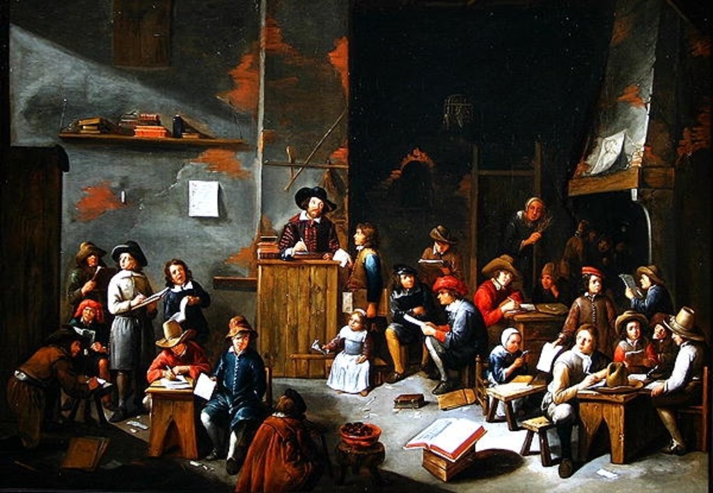 Detail of The Interior of a School Room by Gillis van Tilborgh