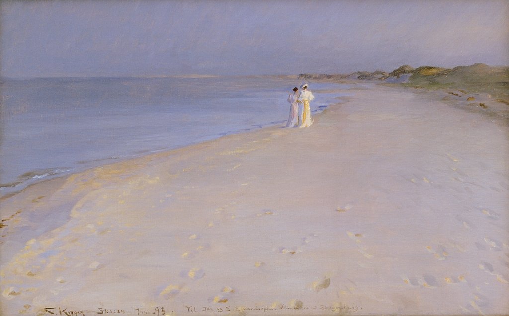 Detail of Summer evening at the South Beach, Skagen, 1893 by Peder Severin Kroyer