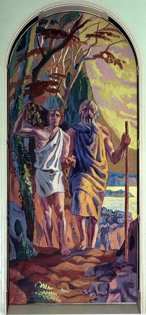 Detail of Abraham going to offer Isaac his son by Anonymous Anonymous