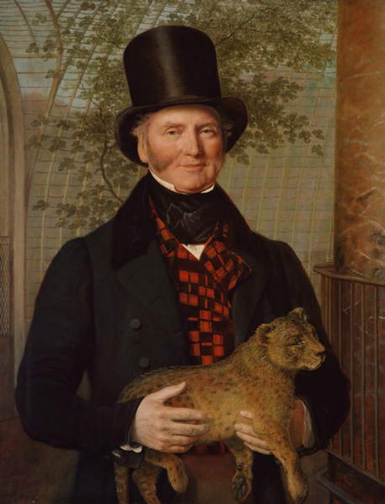 Detail of Portrait of Edward Cross, holding a lion cub, 1838 by Jacques-Laurent Agasse