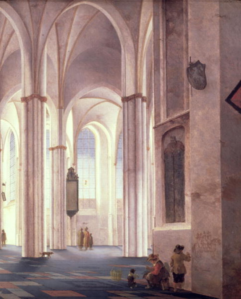 Detail of The interior of the Buurkerk at Utrecht, 1644 by Pieter Jansz Saenredam