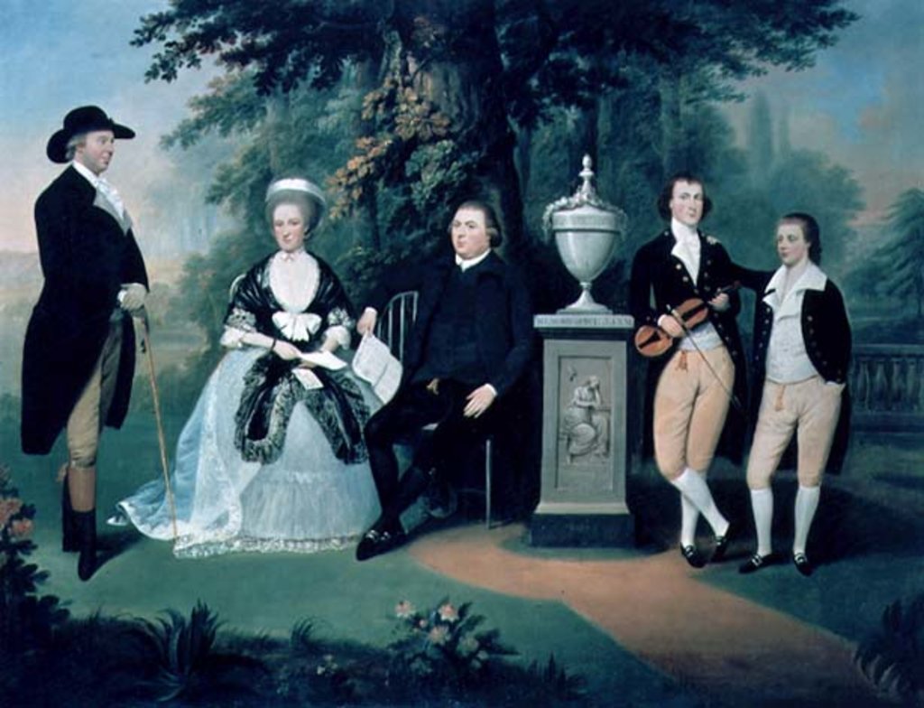 Detail of Members of the Wilson family grouped round a memorial of William Pitt the Younger by John Downman