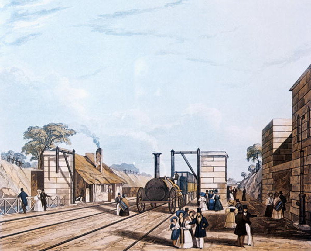 Detail of Liverpool and Manchester Railway: Taking water at Parkside, 1831 by Daniel and Robert Havell