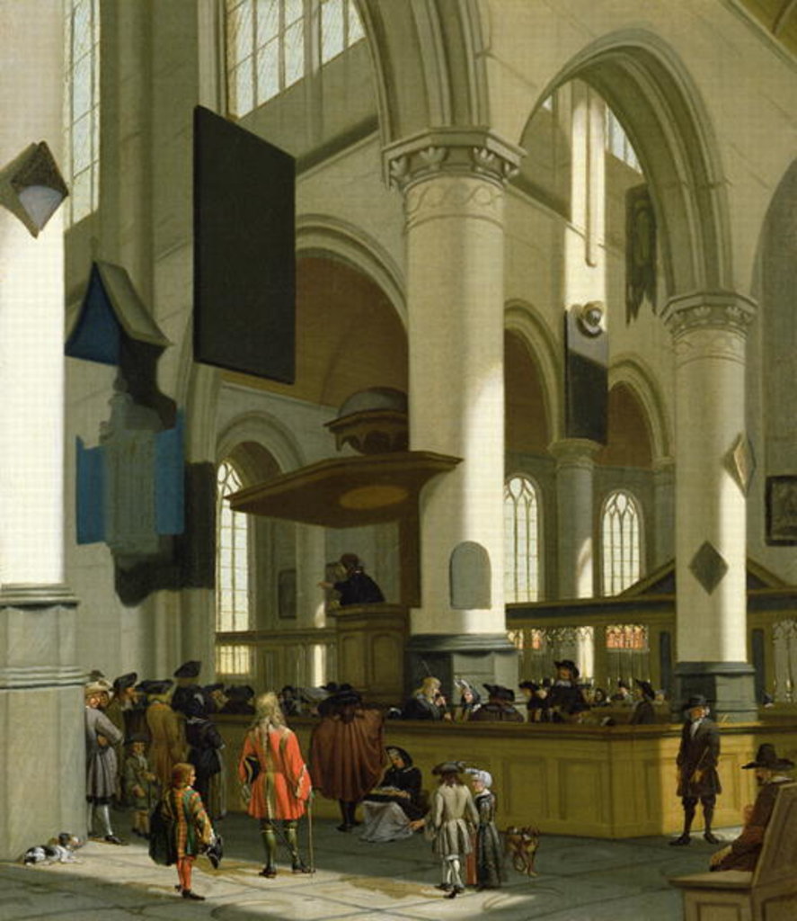 Detail of Interior of the Oude Kerk, Delft, with a preacher by A. & Streeck H. van Storck
