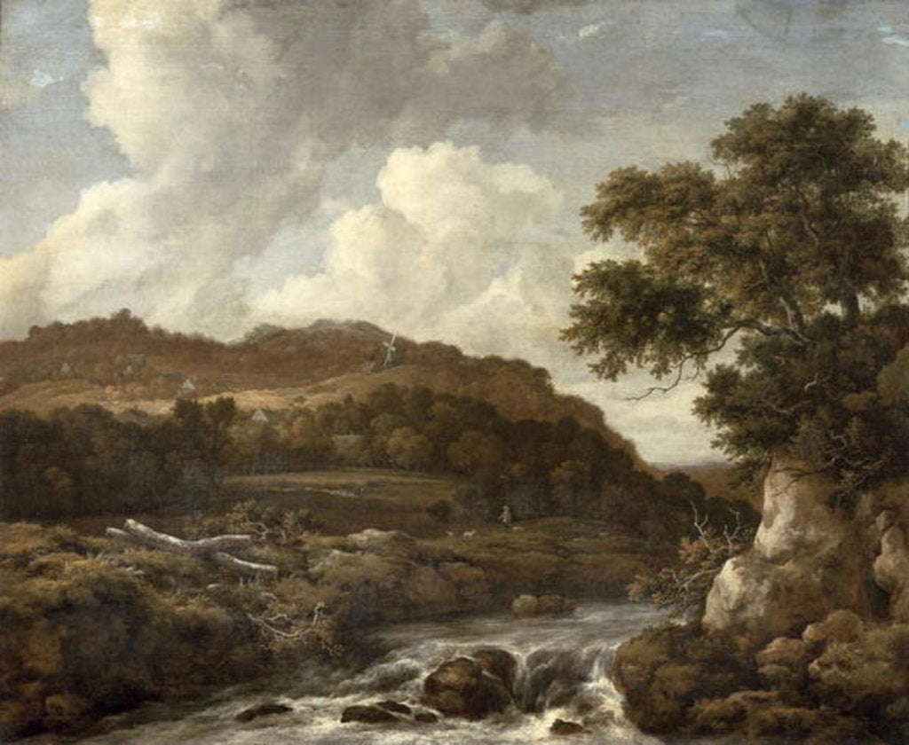 Detail of Mountainous Wooded Landscape with a Torrent by Jacob Isaaksz. or Isaacksz. van Ruisdael