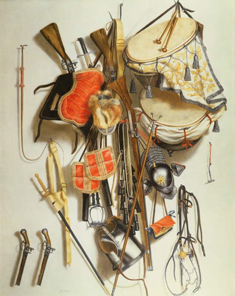 Detail of Trompe L`Oeil of Military Equipment by Jacobus Biltius