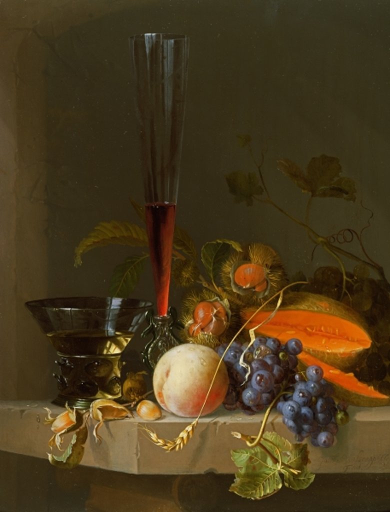 Detail of Still life with fruit by Jacob van Walscapelle