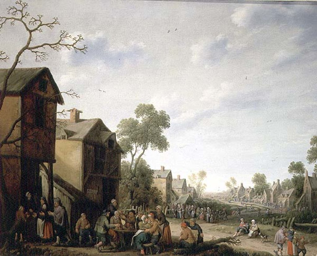 Detail of Peasants Merrymaking in a Village Street, 1646 by Joost Cornelisz Droochsloot