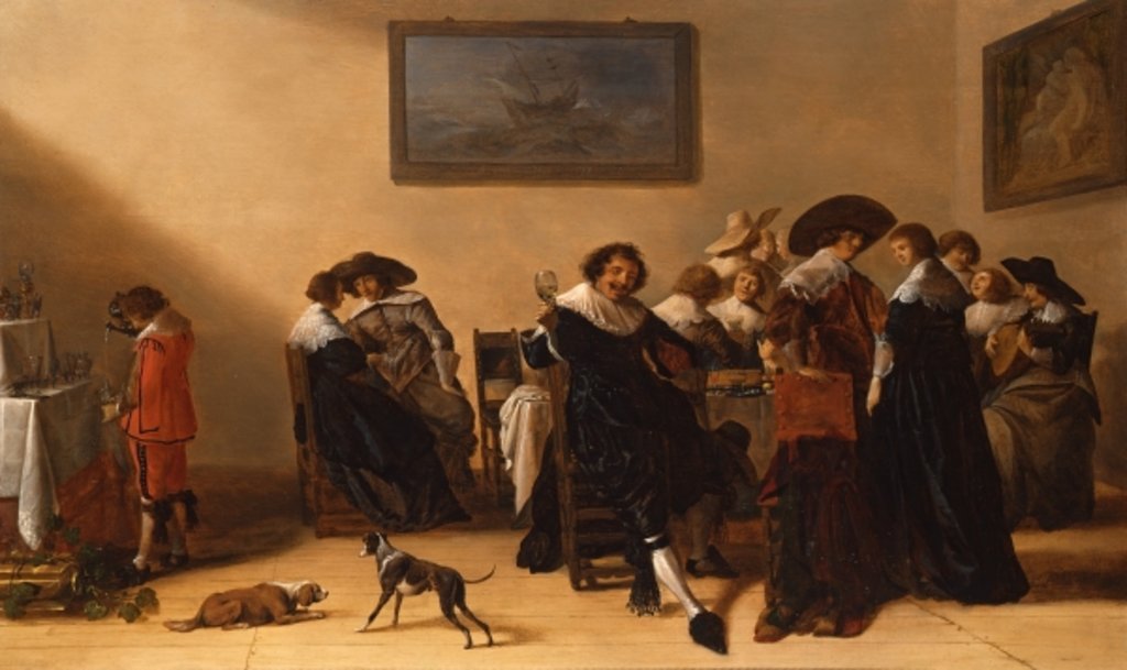 Detail of A Merry Group in an Interior, eating and drinking by Anthonie (1601-73) Palamedesz