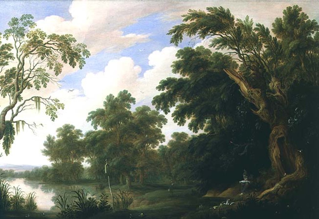 Detail of St. Paul visiting St. Anthony in a wooded landscape, 17th century by Alexander Keirincx