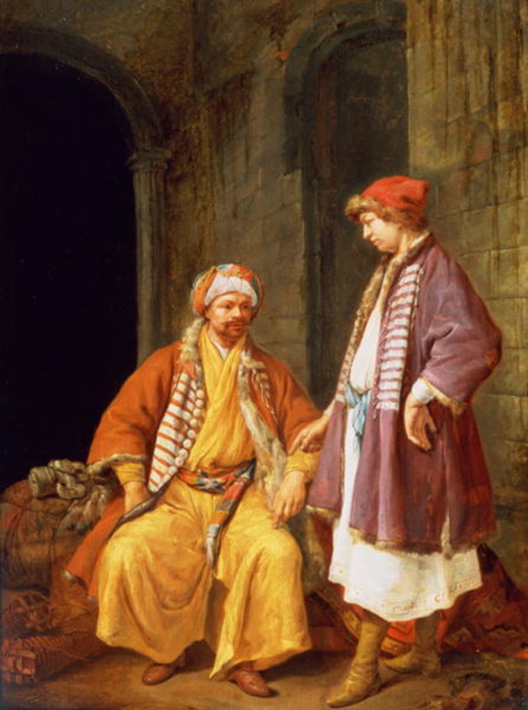 Detail of Two Merchants Conversing by Jacob Toorenvliet