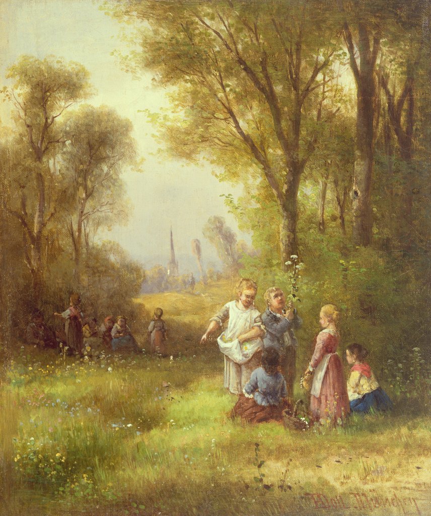 Detail of Playing in the Woods, 19th century by Anton Doll
