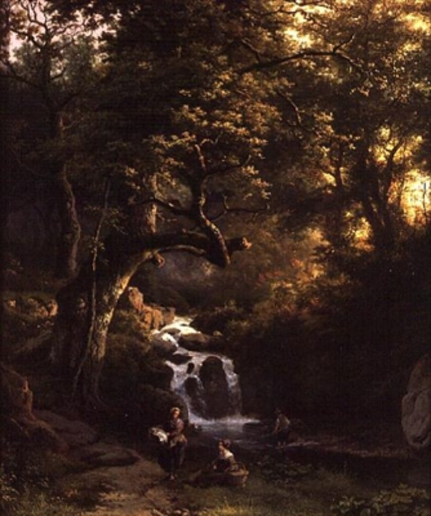 Detail of The Wooded Stream, 19th century by Barend Cornelis Koekkoek