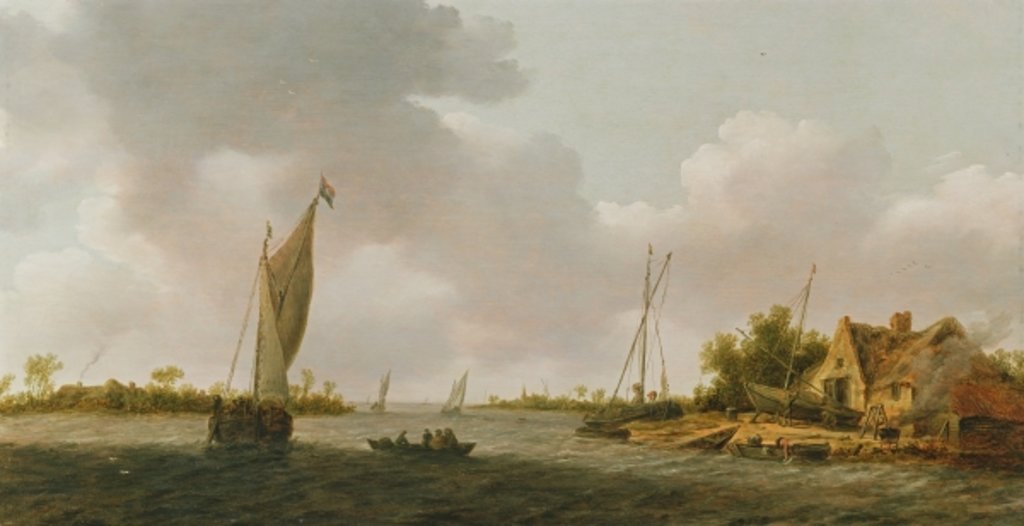 Detail of Boats in an Estuary by Dutch School