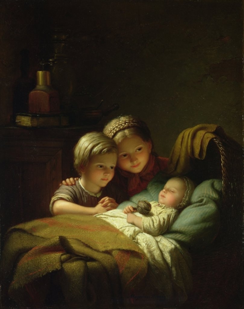 Detail of The Little Sleeping Brother; Le Petit Frere Dormant, 1856 by Johann Georg Meyer von Bremen