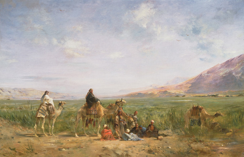 Detail of Travellers resting at an Oasis by Eugene Fromentin