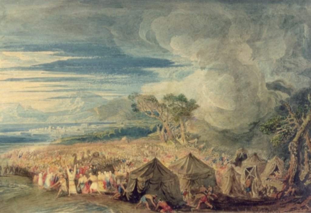 Detail of Moses dividing the waters of the Red Sea by John Martin