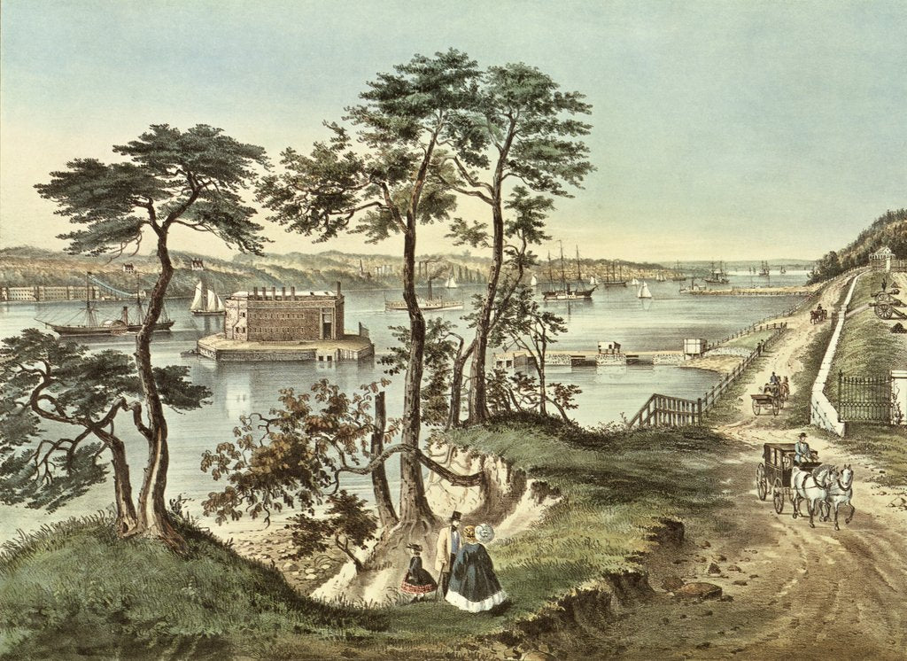 Detail of Staten Island and the Narrows from Fort Hamilton by N. and Ives J.M. (1824-95) Currier