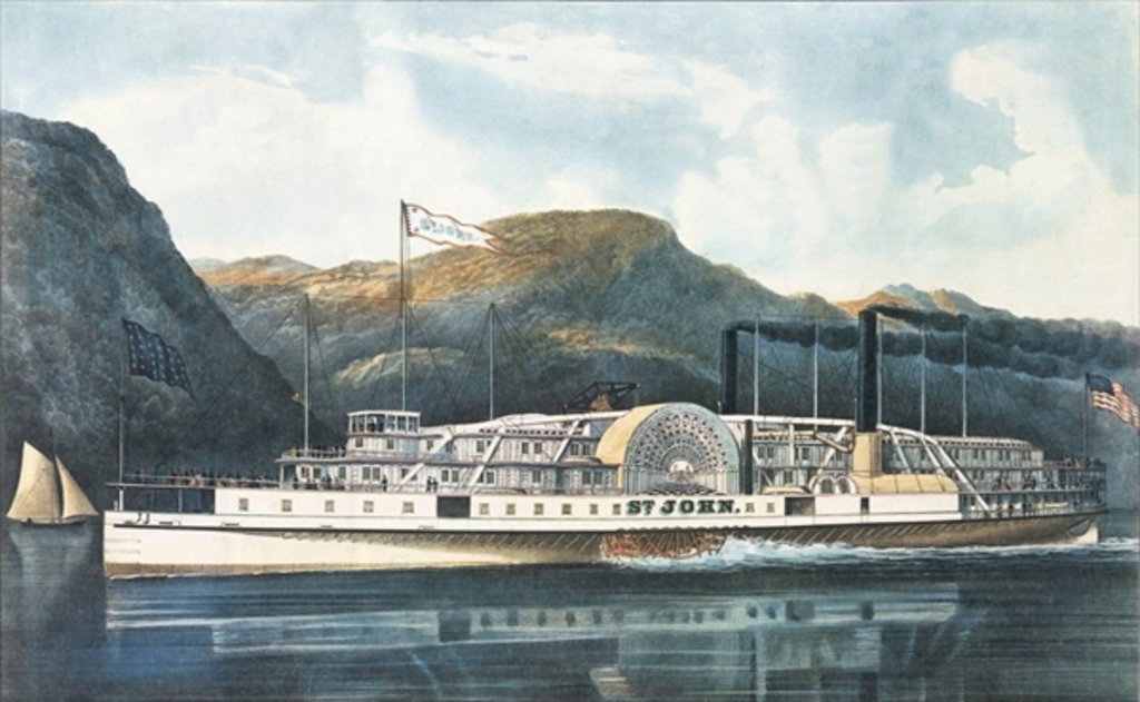 Detail of The Hudson River Steamboat `St. John', published 1864 by N. and Ives J.M. (1824-95) Currier