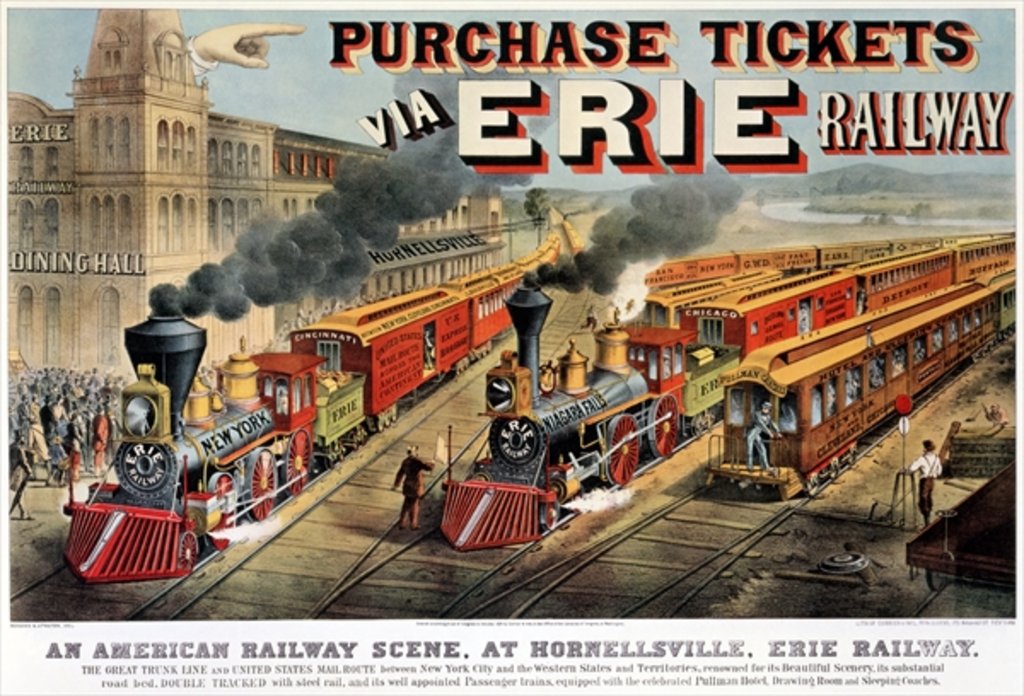 Detail of The American Railway Scene at Hornellsville, Erie Railway by N. and Ives J.M. Currier