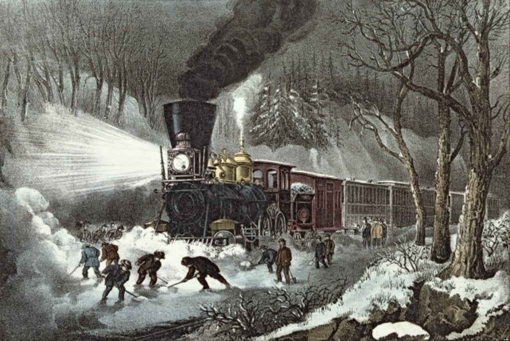 Detail of American Railroad Scene, 1871 by N. and Ives J.M. (1824-95) Currier