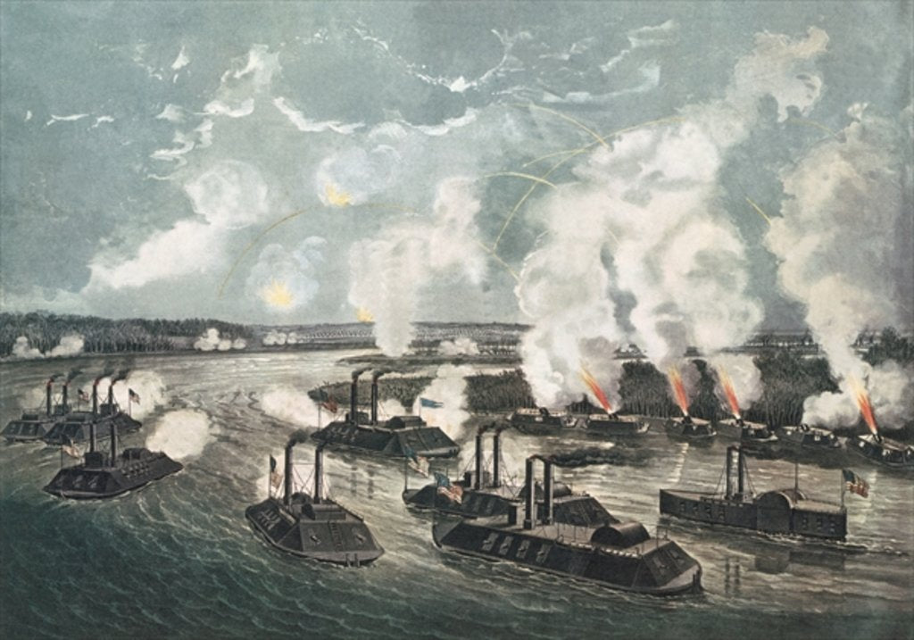 Detail of Bombardment and Capture of Island No.10 on the Mississippi River, 7th April 1862 by N. and Ives J.M. Currier