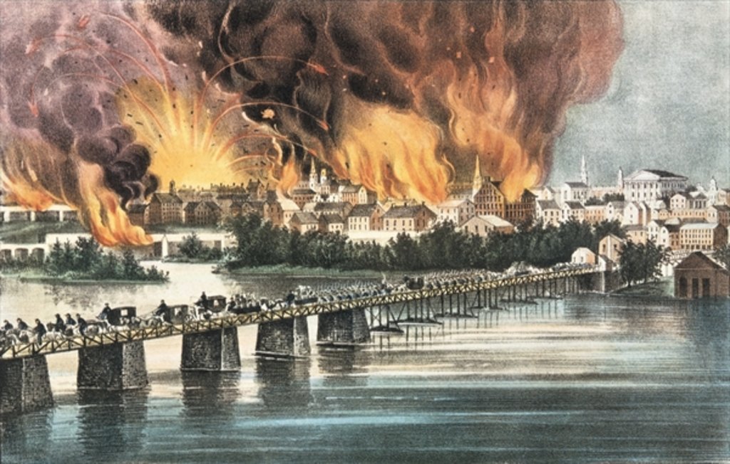 Detail of Fall of Richmond 2nd April 1865 by N. and Ives J.M. (1824-95) Currier