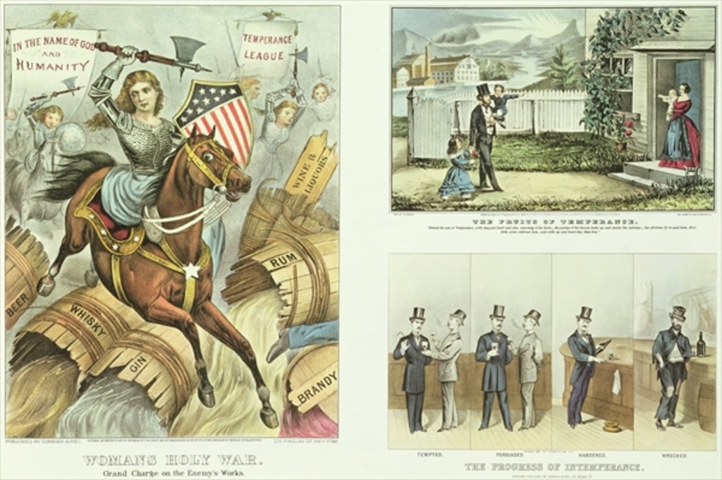Detail of The Fruits of Temperance, The Progress of Intemperance, and Woman's Holy War by N. and Ives J.M. Currier