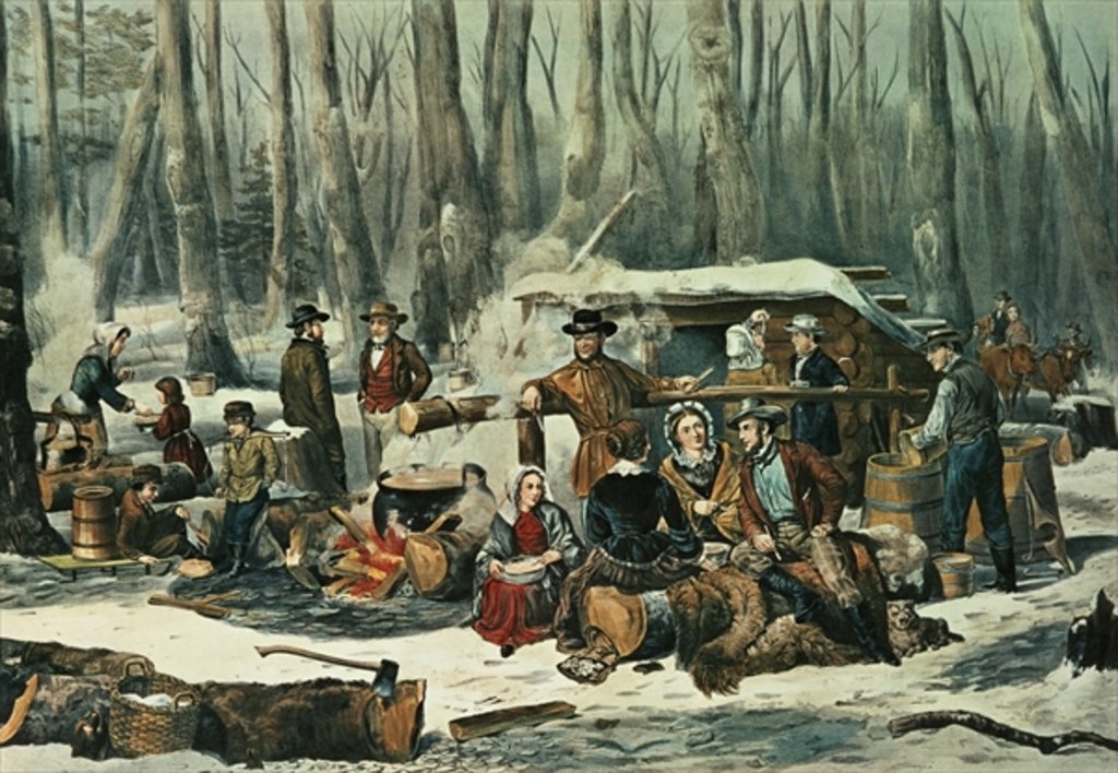 Detail of American Forest Scene - Maple Sugaring, 1856 by N. and Ives J.M. (1824-95) Currier