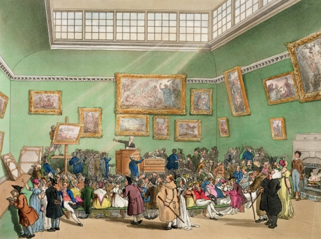 Detail of Christie's Auction Room, aquatinted by J. Bluck from Ackermann's 'Microcosm of London' Vol 1, pub. 1809 by T. & Pugin A.C.(1762-1832) Rowlandson