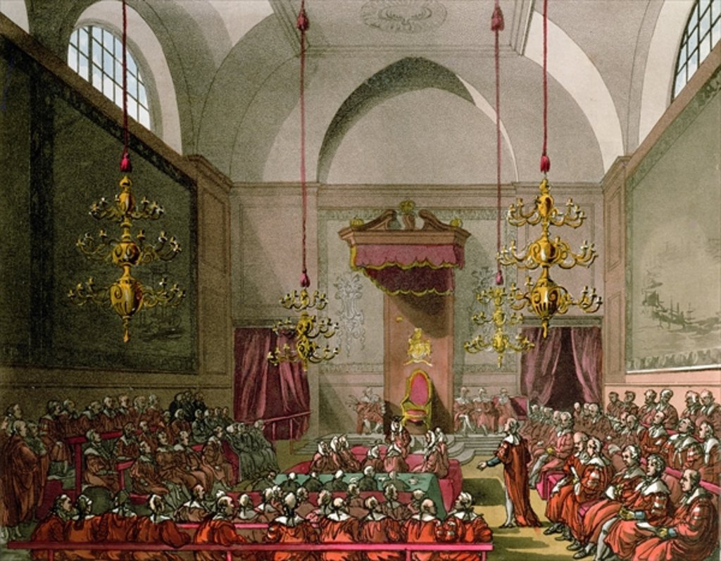 Detail of House of Lords from Ackermann's 'Microcosm of London' by T. & Pugin A.C. Rowlandson