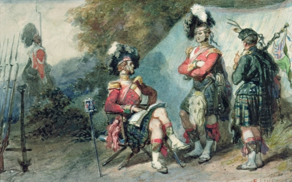 Detail of Officers of the 79th Highlanders at Chobham Camp in 1853 by Eugene-Louis Lami